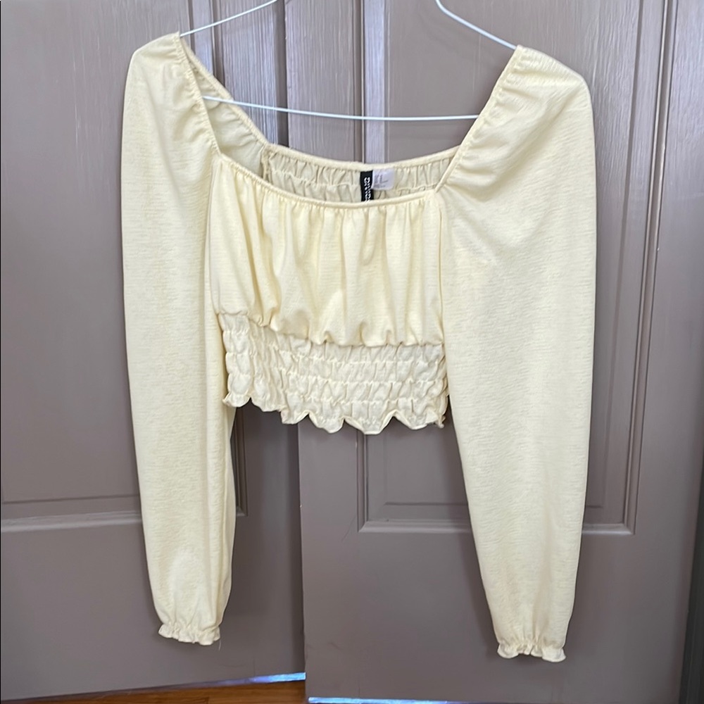 Yellow Women's Top cropped h&m M